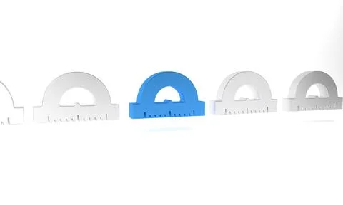 Blue Protractor grid for measuring degrees icon isolated on white backgroun.. Stock Illustration
