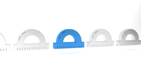 Blue Protractor grid for measuring degrees icon isolated on white backgroun.. Stock Illustration