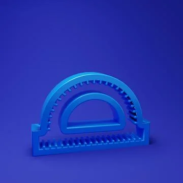 Blue Protractor grid for measuring degrees icon isolated on blue background.. Stock Illustration