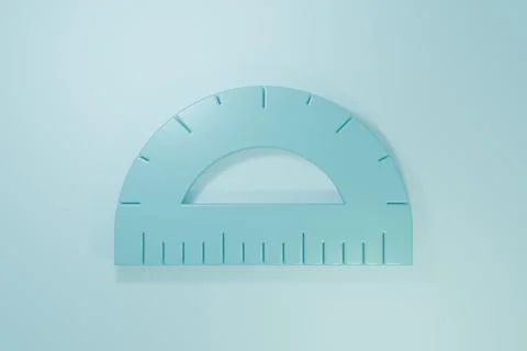 Blue Protractor grid for measuring degrees icon isolated on blue background.. 스톡 일러스트