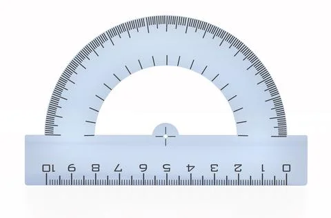 Blue protractor isolated on white background. 3D illustration Stock Illustration