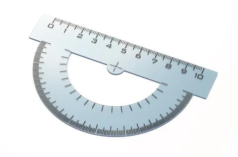 Blue protractor isolated on white background. 3D illustration Illustration