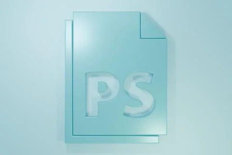 Blue PS File document icon isolated on blue background. Minimalism concept... Illustrazione stock