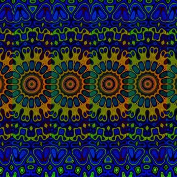 Blue psychedelic pattern background. Cool arab arts. Modern ornate style. Stock Illustration