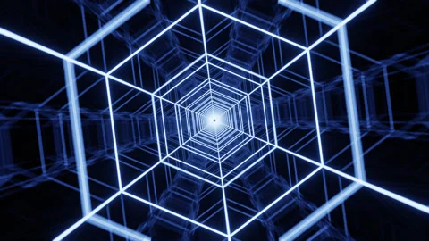 Blue Pulsatory Hexagon Sci-Fi Tunnel Loop Animation Stock Footage 240841790