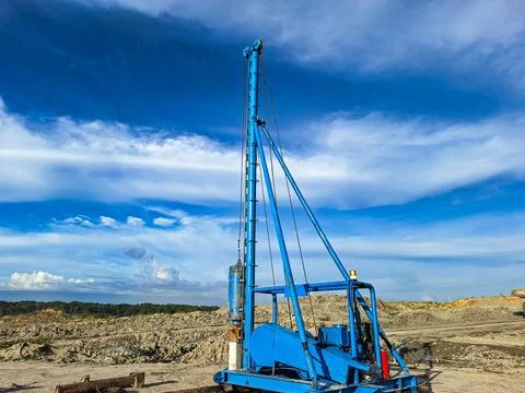 Blue pump jack Stock Photos
