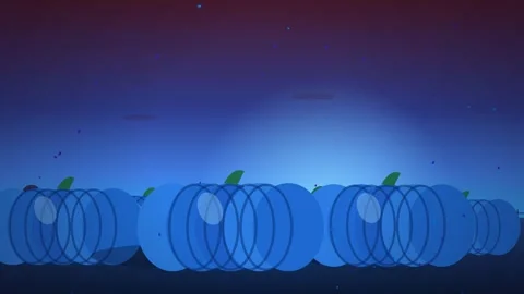 Blue Pumpkins Rotating in Midnight Field Animation Stock Footage 347966478
