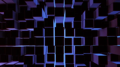 Blue Purple Abstract Squares Going Up and Down with Back Lights - 3D Vídeos de archivo 279632648