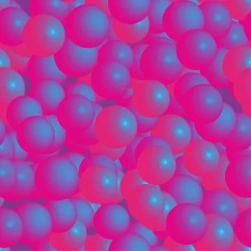 Blue Purple Balls Seamless Pattern on Red Background Stock Illustration