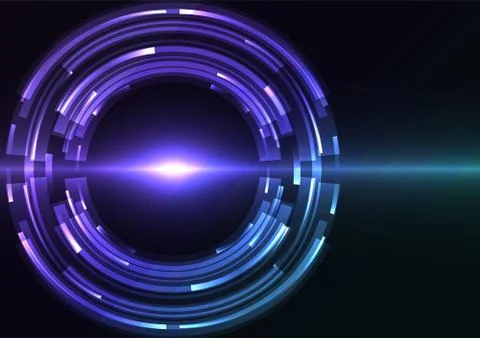 Blue purple circle digital eye abstract sheet layer background Stock Illustration