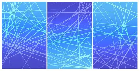 Blue Purple Crossing Line Panel Triptych Background Stock Illustration