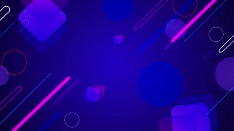 Blue purple geometric motion background squares, diagonal neon lines, circles, d Stock Footage 340400215