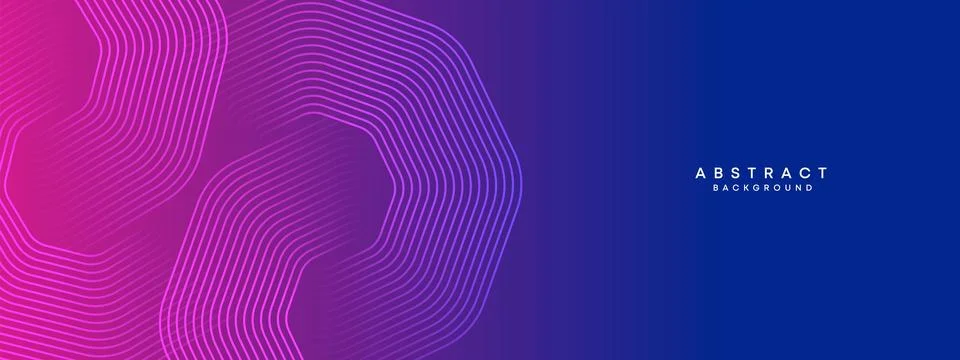 Blue, purple gradient abstract circles lines Technology web banner background Stock Illustration
