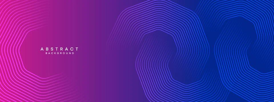 Blue, purple gradient abstract circles lines Technology web banner background Stock Illustration