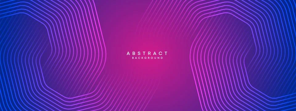 Blue, purple gradient abstract circles lines Technology web banner background Stock Illustration