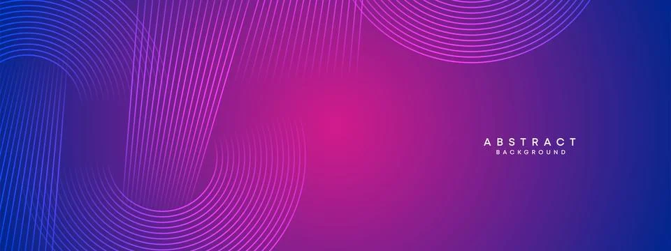 Blue, purple gradient abstract circles lines Technology web banner background Stock Illustration