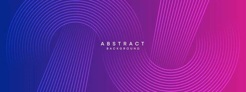 Blue, purple gradient abstract circles lines Technology web banner background Stock Illustration