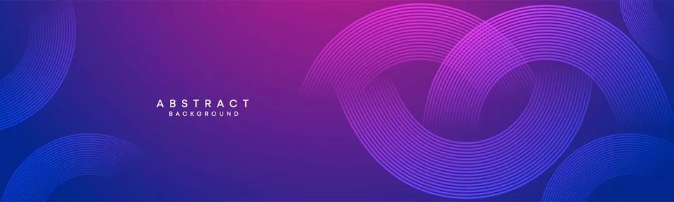 Blue, purple gradient abstract circles lines Technology web banner background Stock Illustration