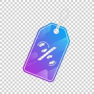 Blue purple gradient discount tag with percentage sign for sales promotion. Stock Illustration