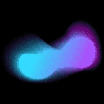 Blue purple gradient vector pixel art with holographic effect, dotted pixelated 스톡 일러스트