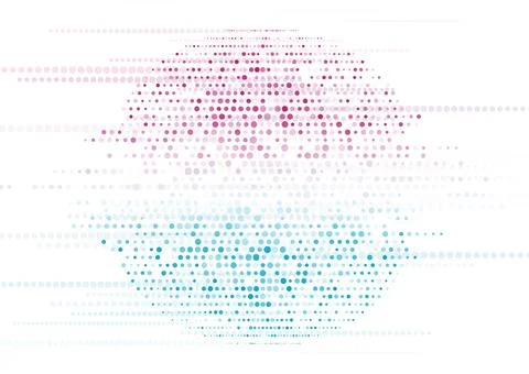 Blue purple halftone dotted circle with glitch effect abstract minimal backgr Stock Illustration