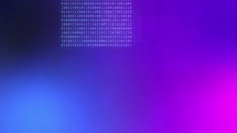 Blue purple magenta gradient with glowing binary code, Motion Background Stock Footage 341858037