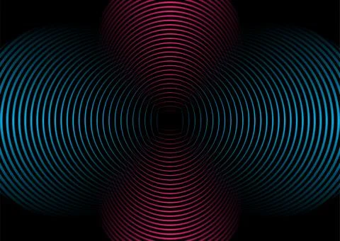 Blue purple minimal circular lines abstract tech background Illustrazione stock