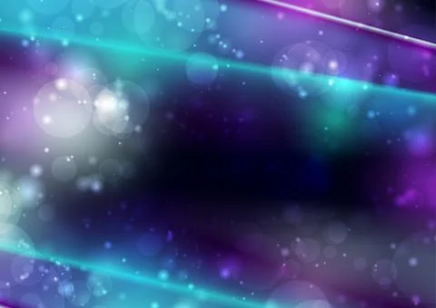 Blue purple neon lines and shiny bokeh abstract background Stock Illustration