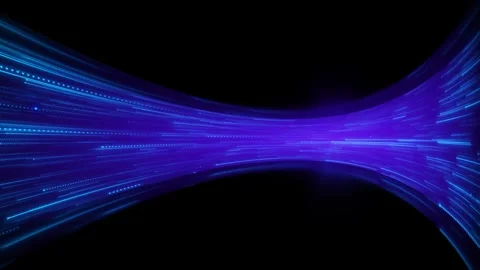 Blue purple neon speed tunnel glowing streaks, curved data trails, dark space, a Stock Footage 340452653