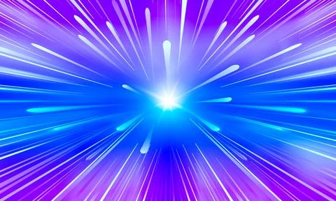 Blue purple rays zoom in motion effect, speed light color trails. dynamic color Stock Illustration