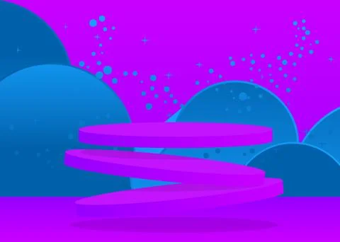 Blue Purple sci-fi stage showcase for presentation. Futuristic abstract moc.. 库存插图