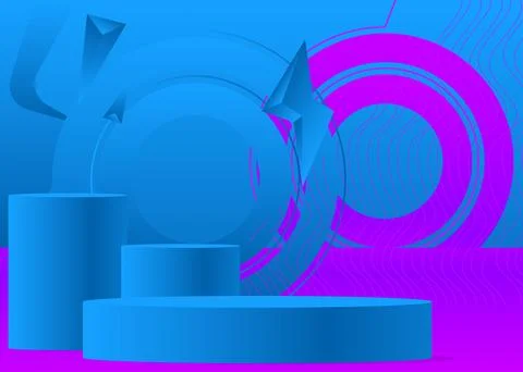 Blue Purple sci-fi stage showcase for presentation. Futuristic abstract moc.. Stockillustratie