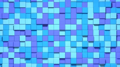 Blue purple small box cube random geometric background. Abstract square pixel イラスト素材
