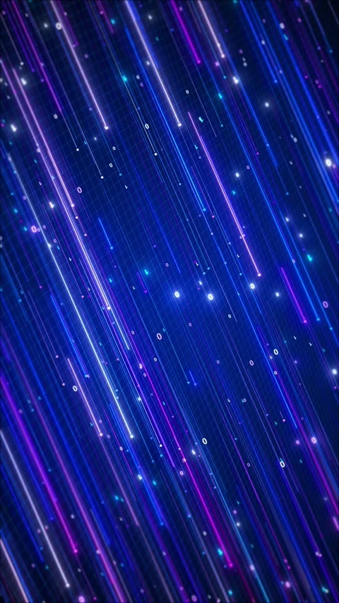 Blue purple technology motion streaks bright linear trails, small digital nodes, Stock Footage 340469296