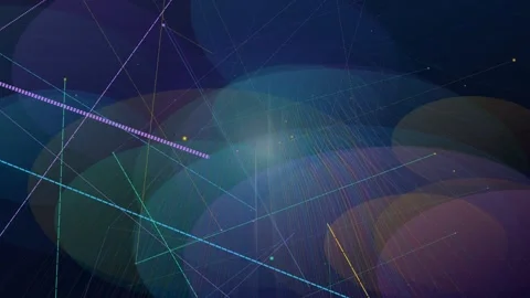 Blue Purple Wavy Line Loop - Glowing Particle Translucent Orb Backdrop Video stock 341792908