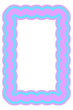Blue Purple Wavy Rectangle Frame Vector Illustration Decorative Rounded Bor.. Stock Illustration