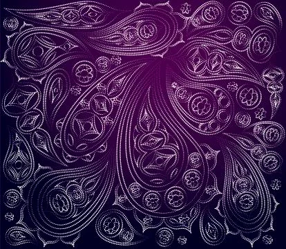 Blue, purple, white indian pattern. Vector. Ornament arabic. イラスト素材