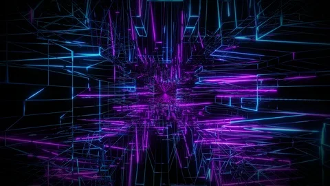 Blue purple wireframe visual loop design background 3d rendering Stock Footage 112620560
