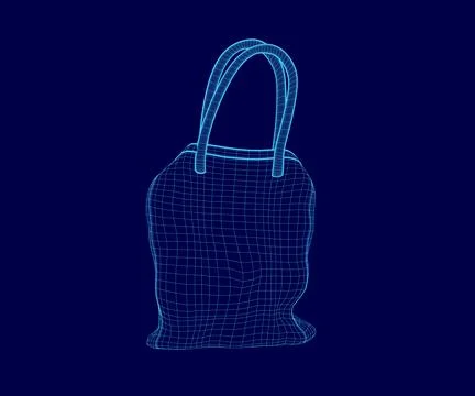 Blue purse with a strap is shown in a blue background. The purse is drawn in a Stock Illustration