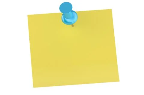 Blue push pin with blank sticky note Stock Illustration