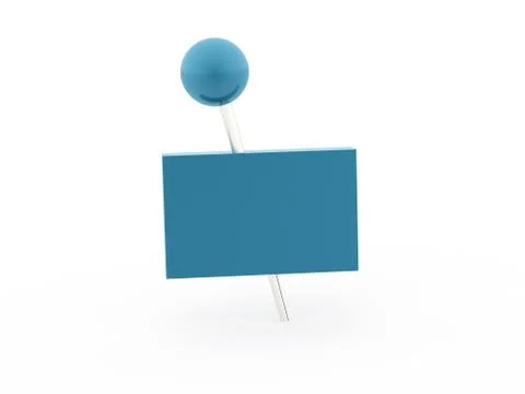 Blue push pin concept with banner rendered on white background Stock Illustration