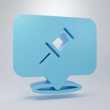 Blue Push pin icon isolated on grey background. Thumbtacks sign. Minimalism.. Stock Illustration