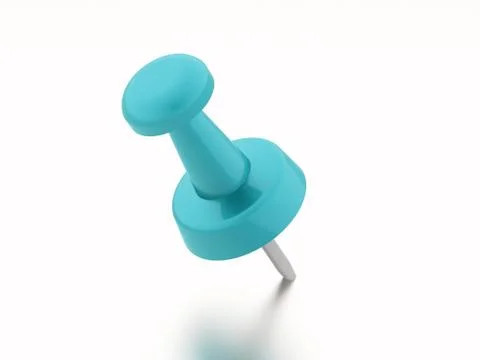 Blue push pin rendered on white background Stock Illustration