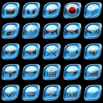 Blue pushed control panel buttons Stock Illustration
