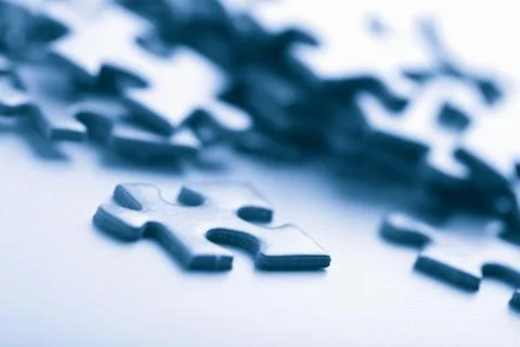 Blue puzzle pieces Stock Photos
