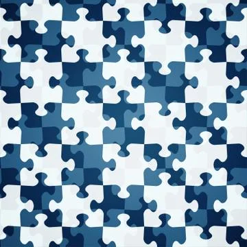 Blue puzzle seamless pattern Stock Illustration