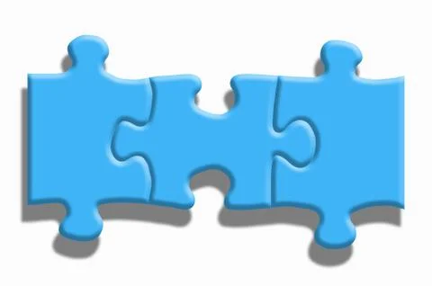 Blue puzzle with shadows on a white background. Stock Illustration