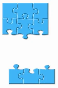 Blue puzzle with shadows on a white background. Stock Illustration