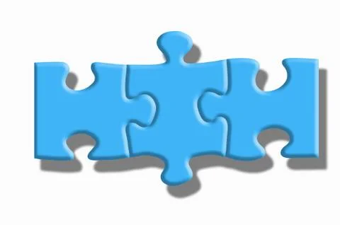 Blue puzzle with shadows on a white background. Stock Illustration