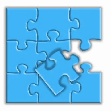 Blue puzzle with shadows on a white background. Stock Illustration